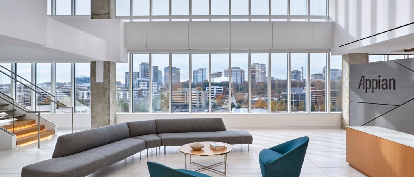 Fletcher Consulting Project Appian Main Reception and Guest Lounge Overlooking Tysons Skyline