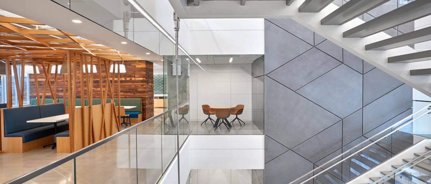 Fletcher Consulting Project Appian Open Staircase and Open and Closed Huddle Rooms