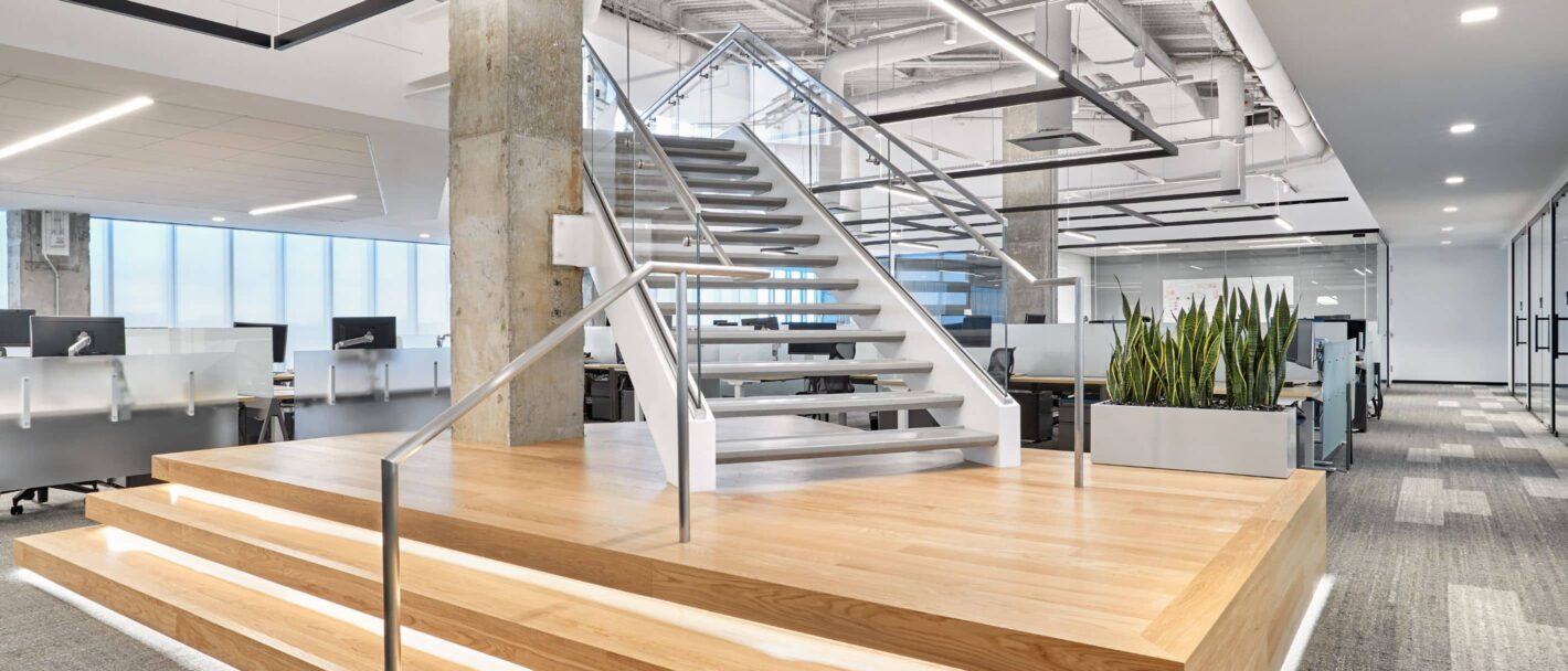 Fletcher Consulting Project Appian Open Glass Staircase Landing into Office Space