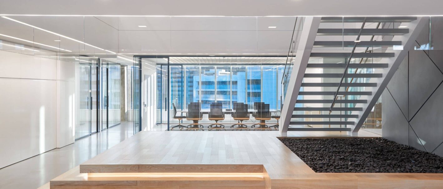 Fletcher Consulting Project Appian Open Staircase Landing Overlooking Glass Conference Room